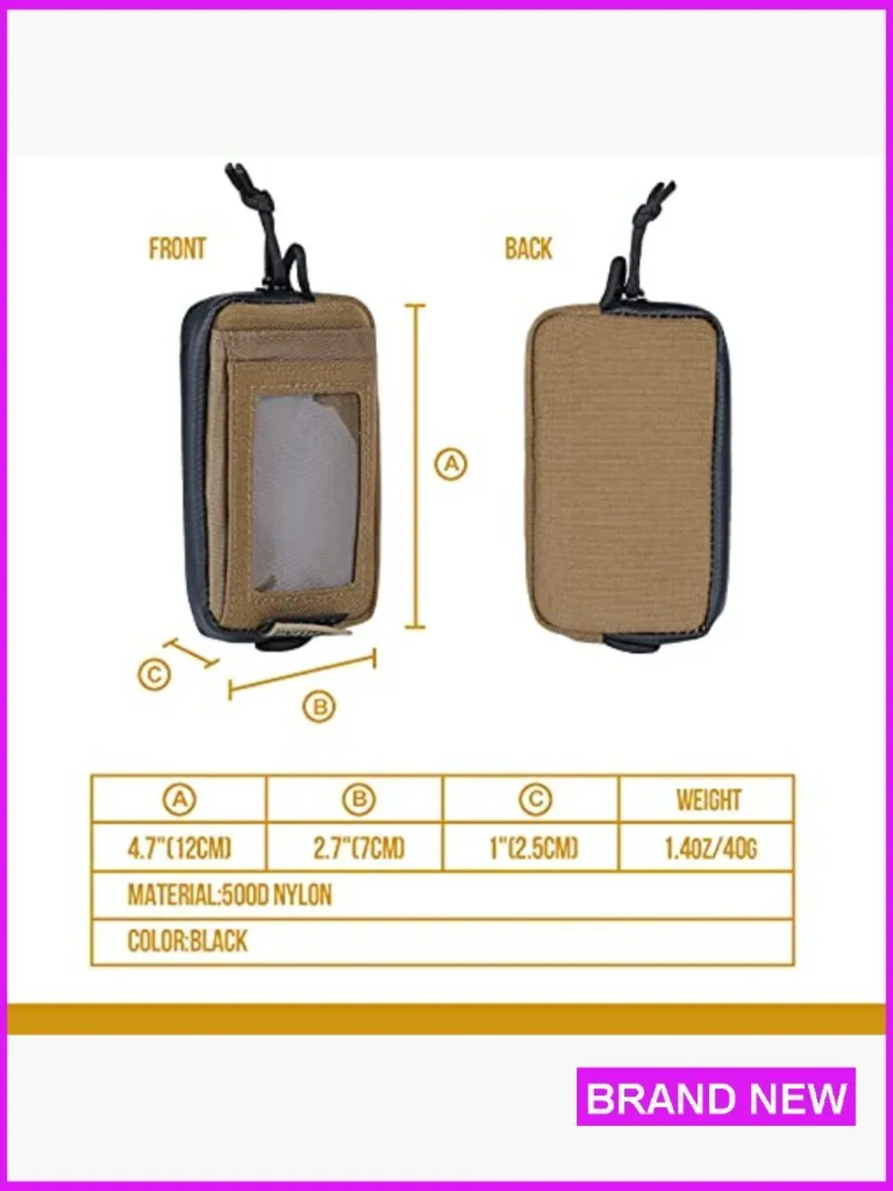 Tactical Zipper Wallet Minimalist Nylon Coin Purse Card Holder Secure Compact